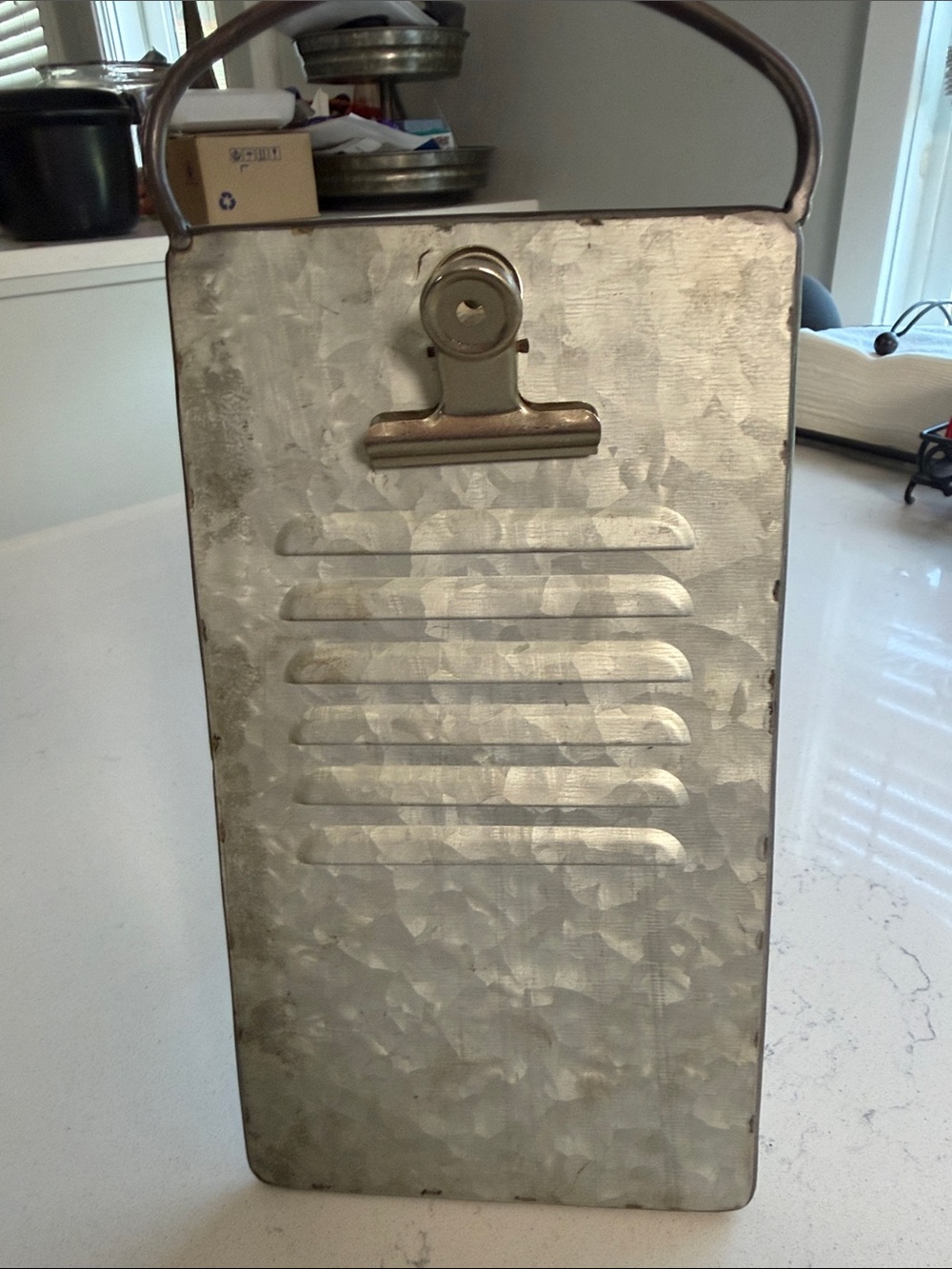 Galvanized Metal Clip Clipboard with Handle - Silver